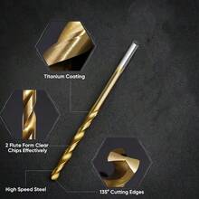 Set 50 Mata Bor Putar Baja Kecepatan Tinggi Berlapis Titanium, Mata Bor Multi Ukuran dengan Tangkai Bulat, Cocok untuk Kayu, Logam, Plastik, Set Hadiah Alat Perbaikan Rumah yang Praktis - 01#-50 buah - View 8