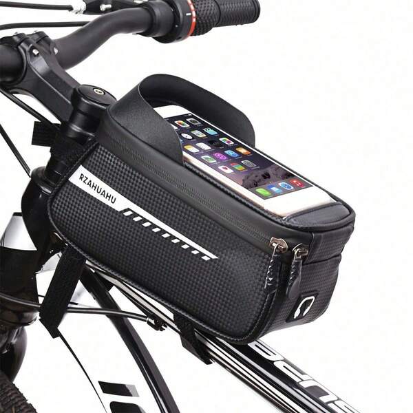 2 stuks waterdichte fiets telefoonhouder tas, fiets voorframe stuur tas met klittenband, fiets houder hoes accessoires, draagbare tas, weg buiten touch screen zadeltas, fietsuitrusting 8.6x5.5x4.3in