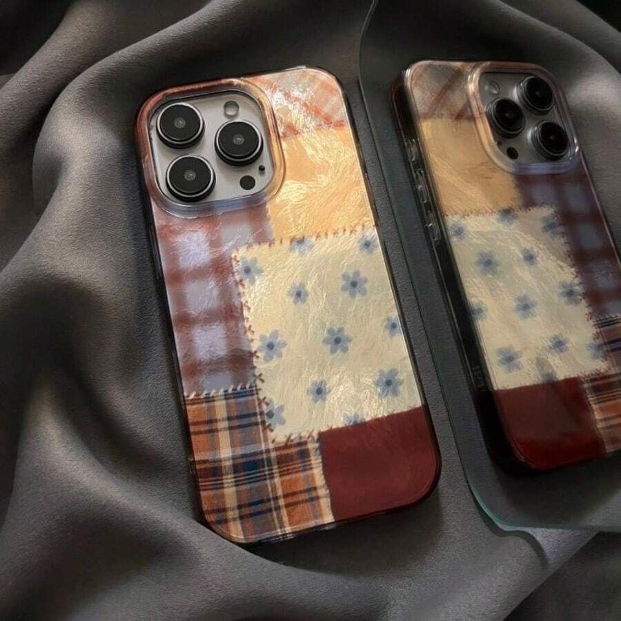 1pc New Autumn Patchwork Floral Illustration Glacier Pattern Compatible With IPhone 17 Pro Max/17 Pro/17/16 Pro/16/16 Pro Max/15 Pro/15 Pro Max/14 Pro/14 Pro Max/14/13 Pro Max/13 Pro/13/12 Pro Max/11 Shockproof IMD Process Phone Case Protective Cover Unique Design Smooth Texture Popular Holiday Birthday Gift - Multicolor - View 1