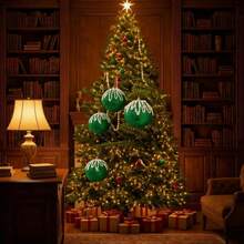 3 Pcs Christmas Ball Ornaments Set For Tree Sequin Decor Hanging Decor - Green - View 5