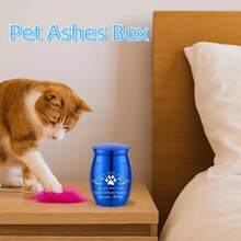 Mini Pet Cremation Urn With Paw Print, Dustproof Sealed Box For Dog Cat Ashes, Creative Funeral Memorial Keepsake Container With Lid - Multicolor - View 5