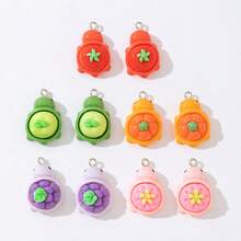 10pcs Mixed Color 3D Cartoon Fruit Turtle Resin Charms, Suitable For DIY Jewelry Making, Bracelets, Necklaces, Earrings - Perfect Handmade Gift For Beginners And Experts - Jewelry Accessories - Multicolor - View 3