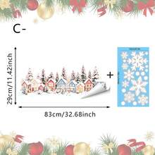 1pc Christmas Village Town Window Static Stickers, Winter Mini House Pine Tree Snowflake Scenery Design Reusable No Glue Removable Glass Decals For Home Store Cafe Front Door Xmas Winter Holiday Party Home Decorations. - Multicolor - View 12