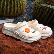 Jifffly Thick Sole Flower Clog Sandals For Women, Sports Sandals, DIY Accessories, Closed Toe Slippers, Summer Height-Increasing Outdoor Wear, 2-In-1 Sandals - Apricot - View 9