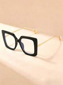 Unisex Square Black Frame Fashion Transparent Glasses, Made Of High-Quality Material, Back To School Accessory, Comfortable Fit For Face Shape, Suitable For Daily Decoration, Gaming, Computer, Back To School Glasses - Multicolor - View 3
