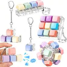 4-Key Magic Cube Stress Relief Button, Creative Keyboard Pendant Ornament, Car Keychain, Bag Charm, Key Accessory, Keyboard-Shaped Adult Stress Relief Keychain, Tactile Stress Relief Keychain, Soothing Pressure Relief Key Pendant, Focus Relaxation Zipper Keychain, Suitable As Birthday Gift, Christmas Gift, Party Favor, Holiday Gift, Car Interior Decoration, Bag Accessory, Bachelor Party Return Gift, Halloween Gift - Multiple Styles - View 3