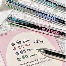 1pc ST Head 4-Color Retractable Ballpoint Pen Set, 0.5mm Refill, 4-In-1 Colorful Journaling Pen, Study Pen, Highly Attractive Quick-Drying Colorful Pen, Perfect Gift For Friends, Teachers, Students, Back To School Supplies - Sets - View 4