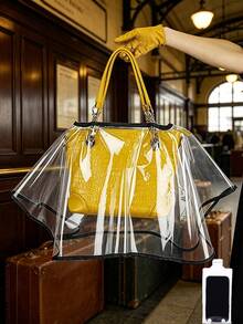 Transparent Handbag Rain Cover, Waterproof Dust-Proof Protective Sleeve, Universal Handbag Raincoat, Transparent PVC Bag Cover Suitable For Daily Commute And Travel, Reusable Handbag Protective Cover, Dust-Proof And Stain-Resistant, Portable Bag Raincoat, Essential Travel Accessory, Gift For Bag Lovers - Multicolor - View 11
