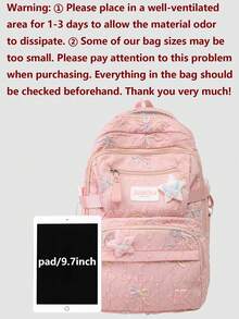 Multi-Compartment Bow Nylon Backpack; Fits 15.6 Inch Laptop; Multi-Pocket Lightweight Student Backpack; Large Capacity Travel Bag; Multi-Function Backpack; Suitable For Students, Middle/High Schoolers, Nurses, Teachers, Business Professionals, Travel, Commuting, Shopping, Office, Dating, Hiking, Training, Work And Other Daily Use; Holiday/Birthday Gift, For Teen - Multicolor - View 4