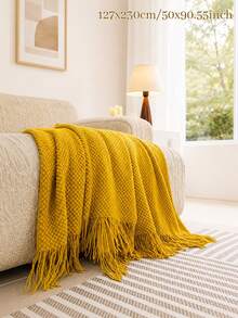 1PC Customizable Embroidered Tassel Knit Throw, Custom Text & Important Date Embroidery Available In 6 Colors,For Relaxing Home Rest & Household Space Layout, Great For Family Members, Meaningful Holiday Celebration Gift Selection - Multicolor - View 15