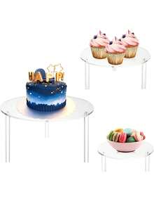 Transparent Acrylic Cake Stand, Easy Assembly And Disassembly, Wedding Ceremony Birthday Cake Stand, Cake Model Carousel Support Rack, Baking Display Shelf, Dessert Table Decoration Tray, Customized - Clear - View 1