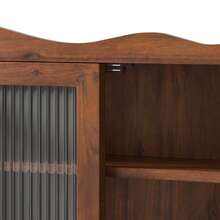 100CM Retro 4 Door Wall-Mounted Cabinet, Featuring Two Layers Of Storage Space And An Open Hook Rack Space,Suitable For Bathrooms, Kitchens, Dining Rooms, Brown - 棕色 - 查看 12