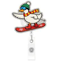 1PC Funny Christmas Goose Pull Tab Glitter Acrylic Shaped Holiday Decoration Badge - Multicolor - View 8
