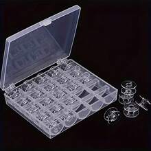 25pcs Transparent Plastic Sewing Machine Spool Set, Includes 1 Transparent Storage Box, Used For Storing Handmade And Sewing Materials, As Well As Storing And Transporting Artworks, Suitable For Sewing And Embroidery, Handmade Accessories Spool Rack, Sewing Accessories - Multiple Styles - View 15