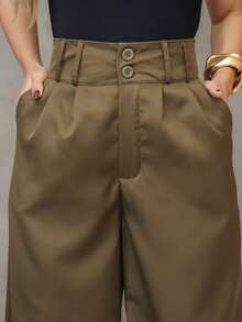 YING ZI Stone Mode Tailored Wide-Leg Trousers - 亮軍綠 - 查看 6