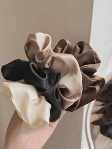 5pcs Premium Satin Hair Scrunchies, Silk-Like Elastic Hairbands, Elegant Silk Hair Accessories For Women - Multicolor - View 4