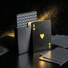 1 Pack Waterproof Plastic Playing Cards, Suitable For Christmas And Holiday Parties, Family Game Night, Party Favors And Gifts - Includes Trick Cards And Magic Performance Cards, Suitable For Adults, Men And Teens Entertainment (Black & Gold Edition) - Multi-color - View 1