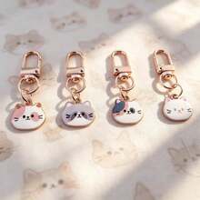 3 piezas Llavero mini con cara de gato kawaii, encantador colgante de cabeza de gato mascota, llavero de metal esmaltado con forma de gato, accesorio muy atractivo para bolso y billetera, pequeño regalo para mujeres y adolescentes, accesorio diario para amantes de los gatos, pequeño regalo de cumpleaños y vacaciones - Multicolor - Ver 3