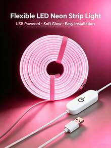 5m/4m/3m/2m/1m USB Touch Switch, Flexible Neon Light Cute Pink USB Neon Rope Light, Perfect For Home Decor, Balcony Decor, Car Decor, Flower & Plant Decor, DIY Style Dimmable - Pink - View 1