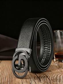 3-Color Geometric Buckle Men's Automatic Belt, 47-Inch Extended Length, Flexible PU Faux Leather, Commuter Casual Style - Multicolor - View 12