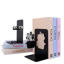 Creative Kitchen Themed Metal Book Holder Paired With Black Wrought Iron Book Stand, Kitchen Utensil Silhouette Design, Book Support Rack, Desktop Bookshelf, Organization, Storage, Decoration Ornaments Suitable For Home Study, Office Reading Space. - B382 - View 2
