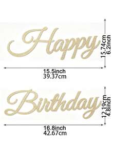 1pc Happy Birthday Logo, Happy Birthday Letter Logo Retro Rural Birthday Party Decoration Background Wall Photo Props - Multicolor - View 2