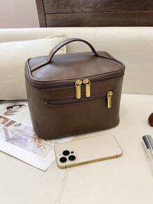 Women's Coffee Brown Large Capacity Handheld Cosmetic Travel Storage Bag, Portable, Suitable For Girls And Commuting Professional Women - Coffee Brown - View 2