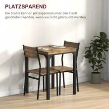 3-Piece Dining Set, Dining Table Set, 1 Table, 2 Chairs, MDF+Metal, Brown - 鄉村棕色 - 查看 3