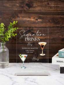 Custom Pet Portrait Signature Drink Menu, Acrylic Wedding Bar Menu Sign, Personalized Dog Cat Cartoon Portrait Bar Sign, Pet Theme Wedding Cocktail Menu, Custom Drink Brand Sign, Unique Drink Menu Decor, Fun Bar Party Decoration - Multicolor - View 2