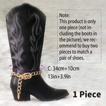 1pc Gold Chunky Chain Boot Charm, Adjustable Buckle Ankle Chain With Arrow Tassel Pendant, Detachable Western Cowboy Boot Decoration Accessory, Suitable For Women's Rodeo Style - Multicolor - View 2