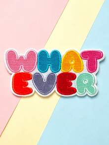 1pc/2pcs/3pcs/4pcs Whatever Letter Iron On Patch, Colorful Embroidered Patch - Multicolor - View 7