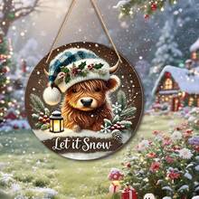 Exquisite Vintage Wooden Christmas Hanging Signs With Santa, Cow, Snowman, Suitable For Entryway, Hallway, Wall Decor, Home Christmas Decoration, Great Gift Idea, 2D Flat - Hanging Ornament - View 7