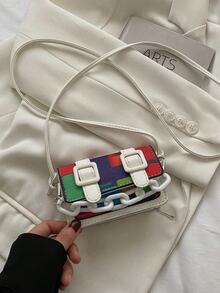 Mini Acrylic Decorative Chain Lipstick Crossbody Bag - Beige - View 3