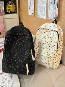 可愛蝴蝶結後背包，適合青少年女孩，柔軟抗皺尼龍學生書包，多款馬卡龍色可選，休閒日常旅行日用背包 - 彩色 - 查看 2
