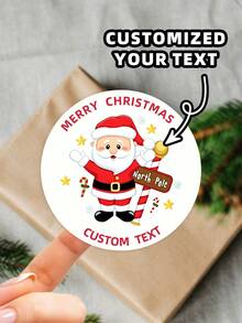 1/30/90/160pcs Customizable Round Stickers, Multi-Size Multi-Pattern Christmas Stickers, Waterproof And Oil-Proof, Suitable For Christmas Table Decoration, Christmas Tree Decoration, Envelopes, Gift Boxes Decoration, Customizable Christmas Elements, Suitable For Friends, Colleagues, Family, Boyfriend, Girlfriend, Suitable For Parties, Christmas, Anniversaries And Other Occasions - Multicolor - View 2