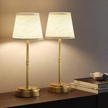Rechargeable Cordless Table Lamps, Touch Control & Stepless Dimming, 6000mAh Rechargeable Battery, Gold Vintage Table Lamps For Bedroom - Gold - View 3