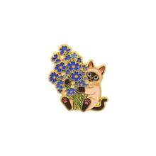 Cute Kitten Holding Flower Bouquet Lapel Enamel Pins And Brooches Badge Pins For Backpacks Bags Backpack Cool Decoration Friend For Gifts - Multicolor - View 21