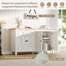 Aparador Moderno Blanco 4 Cajones - Espacio de Almacenamiento Multifuncional MDF - Blanco - Ver 7