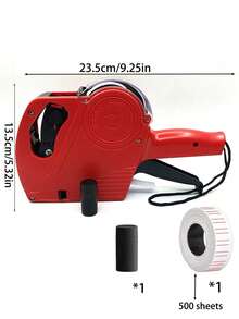 1pc Digit Price Label Gun With 5,000 Sticker Labels, Pricing Gun Kit For Office, Retail Store, And Grocery (A/Red) - Red - View 2