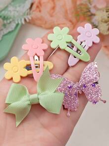 172pcs Spring/Summer Pastoral Style Hair Accessories Set For Girls, Includes Bows/Pearl Glitter Mesh Flowers/Sequin Butterflies/Stars And Flower Hair Clips, Pom Pom Hair Ties And Multiple High Elasticity Basic Hair Ties, Mini Claw Clips. Suitable For Daily/Outing/Party Use. - Multicolor - View 10