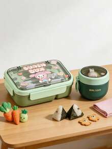 SEAL LOCK Cartoon 4-Compartment Lunch Box Set, Portable Food Container, Large Capacity Food Storage Box, Lunch Box Set For Students And Office Workers - Multicolor - View 6