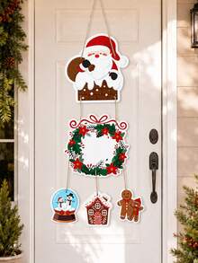 1 Set Christmas Paper Door Hanging Decor, Writable, Gingerbread House & Gingerbread Man Pendant, Christmas Decoration, Christmas Party Supplies, Christmas Wall Hanging Ornament, Holiday Front Door Sign, Home Decor, Winter Decoration - Multicolor - View 9