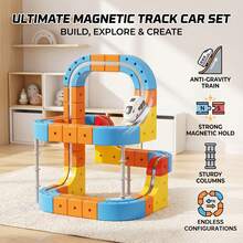 80-Piece DIY Magnetic Track Racing Car Toy Set, Transformable And Assembleable Track Toys, Creative And Educational, A Perfect Gift For Children. - Multicolor - View 2