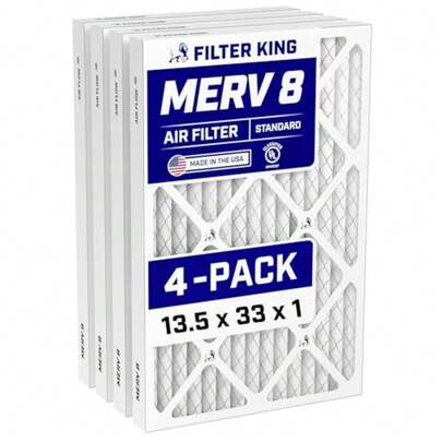13.5x33x1 Air Filter MERV 8, AC Furnace Filters 4-Pack Dust And Allergy Control (Actual Size: 13.5 X 33 X.75)