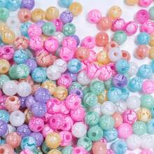50pcs 16mm Random Color Acrylic Cracked Frost Beads, For Jewelry Making Bracelet Necklace Materials - Multicolor - View 1