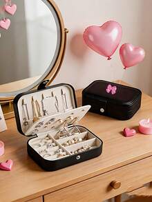 Premium Exquisite Anti-Oxidation Travel Portable Large Capacity Jewelry Storage Box, Mini Travel Case Style Display Storage Box, Can Store Earrings, Rings, Necklaces, Bracelets And Bangles, Compact And Lightweight, Soft Lining Protects Jewelry From Wear And Tear, Dust-Proof And Moisture-Proof Keeps Jewelry Shiny And New, Suitable For Home Storage And Short-Distance Travel - Multicolor - View 2