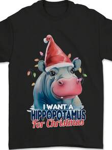 Hippo For Christmas Hippo Xmas Mens Maglietta 100% Cotton- - 款式 - 查看 1