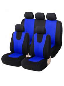 Juego de 9 piezas de fundas para asientos de coche estilo chaleco flexible con ribete decorativo incorporado, protectores de cojín de asiento elásticos y transpirables, aptos para sedanes familiares, SUV y camionetas - Un estilo - Ver 15