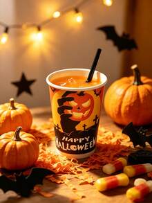 50/25/10pcs, Halloween Theme, Paper Cups, Suitable For Restaurant Decoration, Halloween Party, Halloween Decorations, Halloween Decor For Party, Halloween, Cups, Party Supplies, Halloween Party Supplies, Paper Cups, Halloween Party - Multicolor - View 6