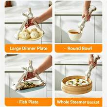 1pc 2-In-1 Anti-Scald Bowl Gripper, High Temperature Resistant Kitchen Plate Lifting Clamp, Non-Slip Dish Tongs For Steamer Plates And Baking Trays - View 5
